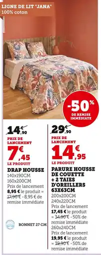 Super U Ligne de lit jana drap housse offre