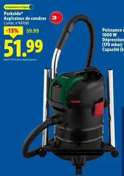 Lidl Parkside aspirateur de cendres offre