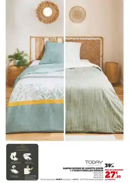 Super U Today parure housse de couette zippée + 2 taies d'oreiller 63x63cm offre