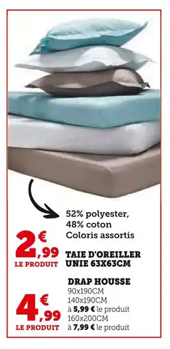 Super U Taie d'oreiller 63x63cm offre