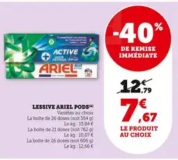 Super U Ariel lessive pods offre
