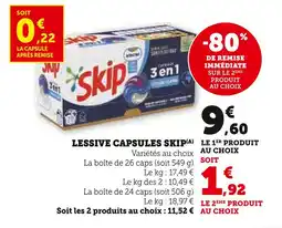 Super U Skip lessive capsules offre