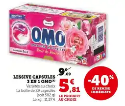 Super U Omo lessive capsules 3 en 1 offre