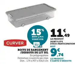 Super U Curver boite de rangement / dessous de lit 35l offre