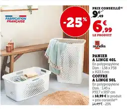 Super U Sundis panier à linge 40l offre
