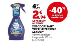 Super U Febreze lenor desodorisant textile offre