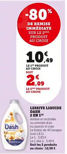 Super U Dash lessive liquide dash 2 en 1 (a) offre