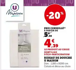 Super U U maison rideau de douche offre