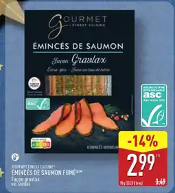 ALDI GOURMET FINEST CUISINE Émincés de saumon fumé offre