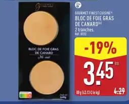 ALDI GOURMET FINEST CUISINE Bloc de foie gras de canard offre