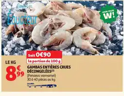 Auchan Supermarché Gambas entières crues décongelées offre