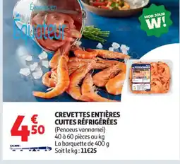 Auchan Supermarché Crevettes entières cuites réfrigérées offre