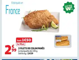Auchan Supermarché 2 filets de colin panés offre