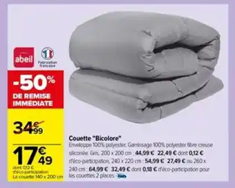 Carrefour Couette "bicolore" offre