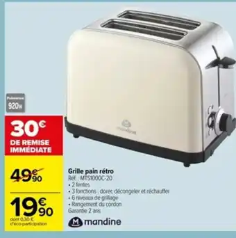 Carrefour Grille pain rétro offre
