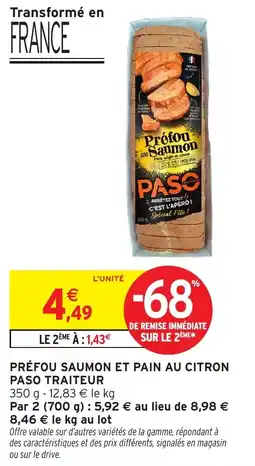 Intermarché Préfou saumon et pain au citron paso traiteur offre