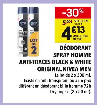 Nivea men déodorant spray homme anti-traces black & white original