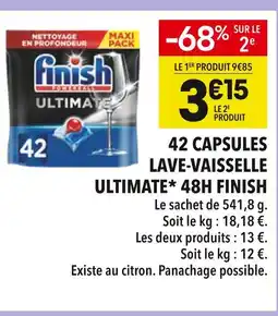Supeco Finish 42 capsules lave-vaisselle ultimate* 48h offre