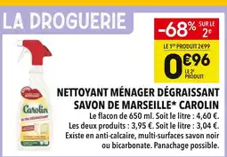 Supeco Carolin nettoyant ménager dégraissant savon de marseille offre