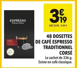 Supeco 48 dosettes de café espresso traditionnel corsé offre