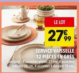 Supeco Service vaisselle 12 pièces en grès offre