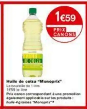 Monoprix Huile de colza "monoprix" offre