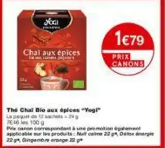 Monoprix Thé chaï bio aux épices "yogi offre