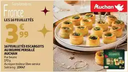 Auchan Supermarché Auchan - 16 feuilletés escargots au beurre persille offre