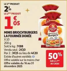 Auchan Supermarché La fournée dorée - minis brioch'burgers offre