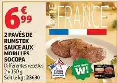 Auchan Supermarché Socopa - 2 pavés de rumstek sauce aux morilles offre