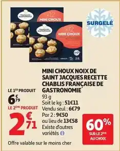 Auchan Supermarché Francaise - mini choux noix de saint jacques recette chablis française de gastronomie offre