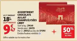 Auchan Supermarché Lindt - assortiment chocolats au lait champs élysées offre
