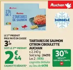 Auchan Supermarché Auchan - tartares de saumon citron ciboulette offre