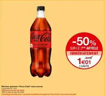 Monoprix Boisson gazeuse "coca-cola" sans sucres offre
