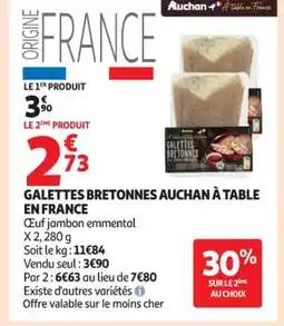 Auchan Supermarché Galettes bretonnes auchan à table en france offre