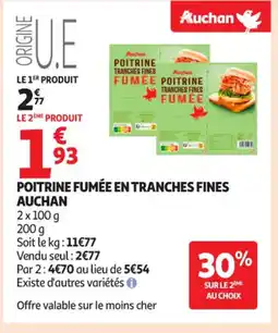 Auchan Supermarché AUCHAN Poitrine fumée en tranches fines offre