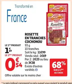 Auchan Supermarché COCHONOU Rosette entranches offre