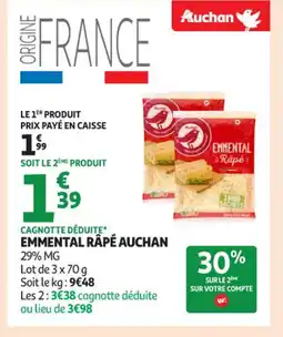 Auchan Supermarché AUCHAN Emmental râpé offre