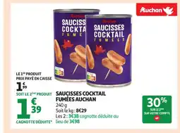 Auchan Supermarché AUCHAN Saucisses cocktail fumées offre