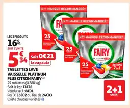 Auchan Supermarché FAIRY lave vaisselle platinum plus citron offre