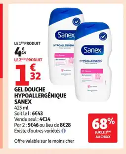Auchan Supermarché SANEX Gel douche hypoallergenique offre