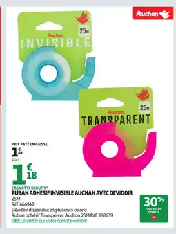 Auchan Supermarché Ruban adhesif invisible auchan avec devidoir offre