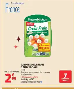 Auchan FLEURY MICHON Surimi le cœur frais offre