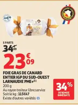 Auchan Foie gras de canard entier igp du sud-ouest larnaudie pme+ offre
