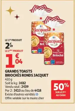 Auchan JACQUET Grands toasts briochés ronds offre