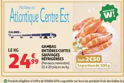 Auchan Gambas entières cuites sauvages réfrigérées offre