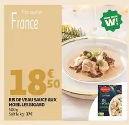 Auchan BIGARD Ris de veau sauce aux morilles offre