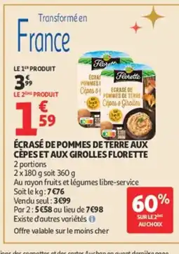 Auchan FLORETTE Écrasé de pommes de terre aux cèpes et aux girolles offre