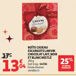 Auchan Boîte cadeau escargots lanvin chocolat lait, noir et blanc nestlé offre