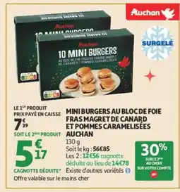 Auchan AUCHAN Mini burgers au bloc de foie fras magret de canard et pommes caramelisées offre